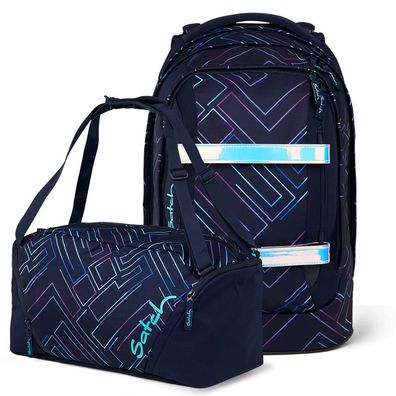 satch pack Set aus pack + Sporttasche PakDuf-25, Purple Laser, Mädchen & Jungen
