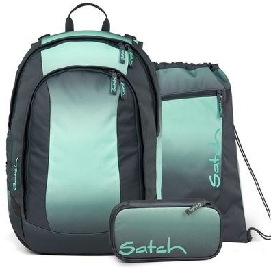 satch Set aus air + Sportbeutel + Schlamperbox 26, Gradient Mint, Mädchen & Jungen