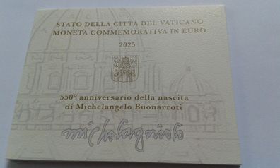 Original 2 euro 2025 Vatikan Michelangelo 2 euro 2025 Vatikan Michelangelo im Folder