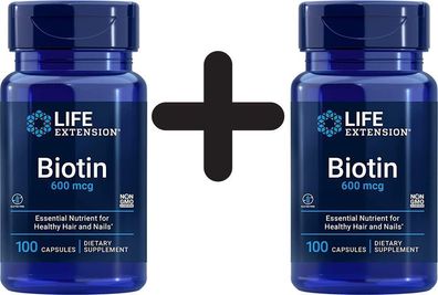 2 x Life Extension Biotin, 600mcg - 100 caps