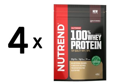 4 x Nutrend 100% Whey Protein, Chocolate Brownies - 400g