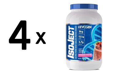 4 x Evogen IsoJect, Strawberry Smoothie (EAN 810121056677) - 825g