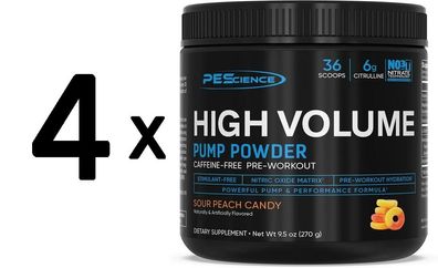 4 x PEScience High Volume (New Formula), Sour Peach Candy - 270g