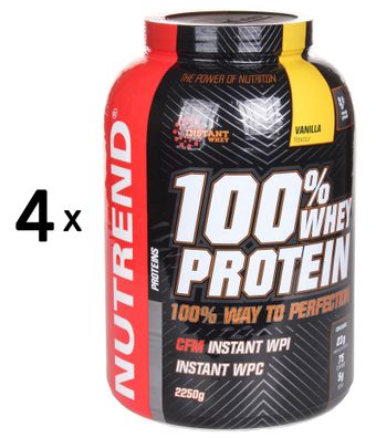 4 x Nutrend 100% Whey Protein, Vanilla - 2250g