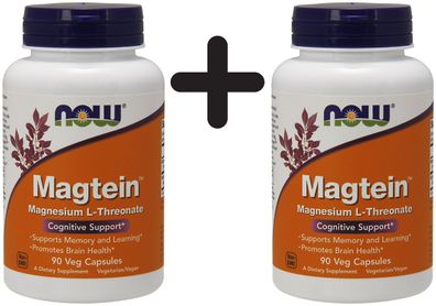 2 x NOW Foods Magtein Magnesium L-Threonate - 90 vcaps