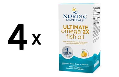 4 x Nordic Naturals Ultimate Omega 2X, 2150mg Lemon - 120 softgels
