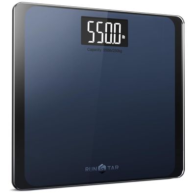 RunStar Digitale Personenwaage bis 250 kg 8 mm Sicherheitsglas Blau-Schwarz