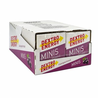 Dextro Energy Minis + C Cassis, Traubenzucker mit Johannisbeergeschmack, 12x 50g