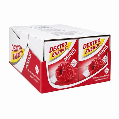 Dextro Energy Minis + C Himbeere, Traubenzucker mit Himbeergeschmack, 12x 50g