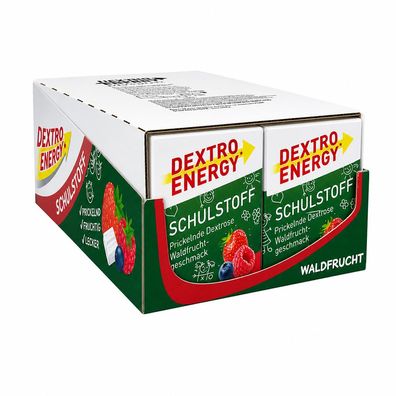 Dextro Energy Schulstoff Waldfrucht, Traubenzucker mit Fruchtgeschmack, 12x 50g