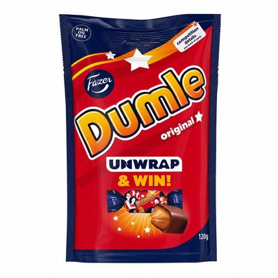 Fazer Dumle Original, Milchschokolade mit Toffeefüllung 120g Beutel
