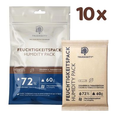 Truemidity 72% RH, 10 Pack à 60g Befeuchtungssystem Zigarren Edition