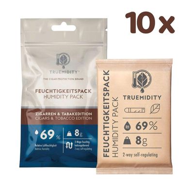 Truemidity 69% RH, 10 Pack à 8g Befeuchtungssystem Zigarren Edition