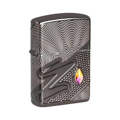 Zippo Benzin-Feuerzeug Armor Case, Black Deep Carved Crystal 60007720, unbefüllt