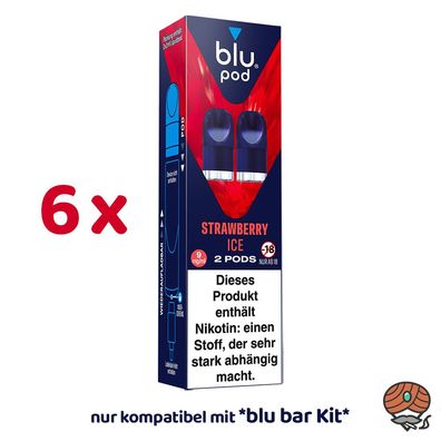 blu pod Strawberry ICE 9mg/ml Nikotin 6x 2 Liquidpods für blu bar Kit