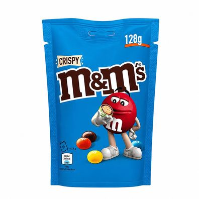 M&M's Crispy, Schokolinsen mit Knusperreiskern 128g Beutel