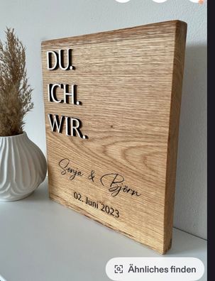 Personalisiertes Holzschild Du Ich Wir | Hochzeit Geschenk | Eiche Massivholz | Deko