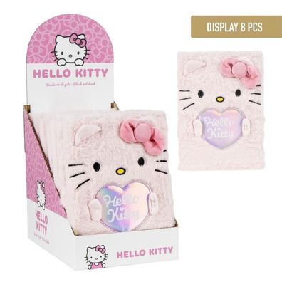 Hello Kitty Plüsch Notizbuch Kinder Schreibwaren Display 8 Stück Rosa Tagebuch