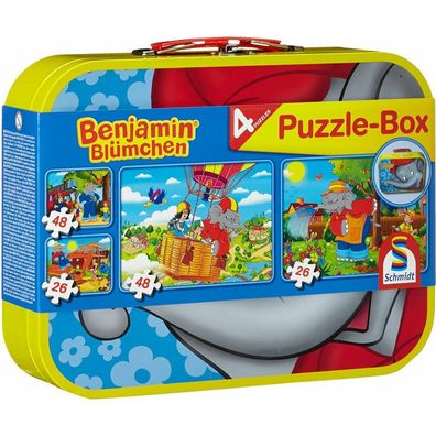 Puzzle-Box "Benjamin Blümchen", Metallkoffer, 2x48 + 2x26 Teile