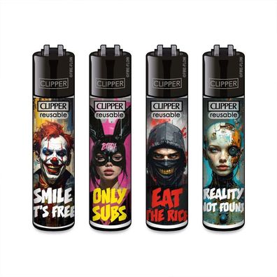Clipper Reibradfeuerzeuge FFX Chaos Squad- 4 Stück