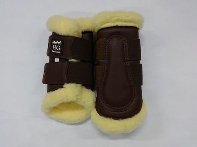 Horseguard Protection Boots, mit Fell, vorne, braun