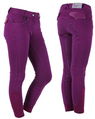 QHP Reithose Elena Junior voll grip Lila 2019