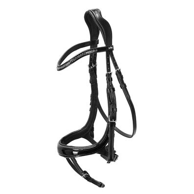 Schockemöhle Equitus BETA GLAM mit Lack anatomische Spezialtrense black patent/silver