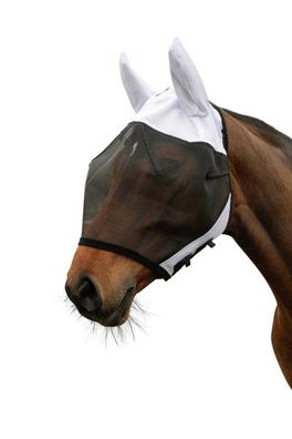 Covalliero Fliegenschutzmaske SuperFly mit Ohrenschutz weiß