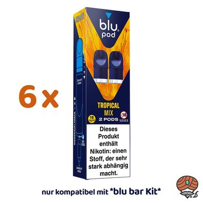 blu pod Tropical MIX 18mg/ml Nikotin 6x 2 Liquidpods für blu bar Kit