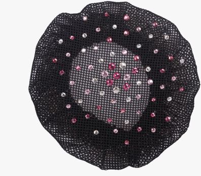 QHP Haarnetz Rhinestone schwarz rosa