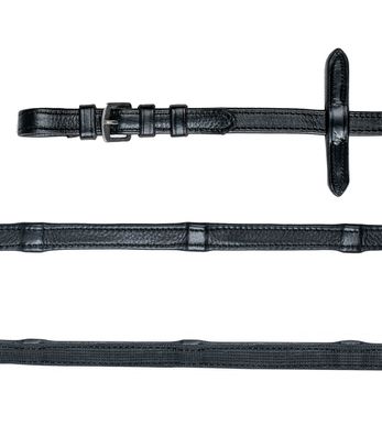 Waldhausen Gummi-Lederzügel X-Line schwarz 16mm mit Lederstegen