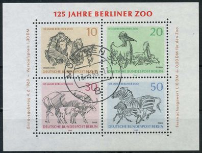 BERLIN BLOCK Kleinbogen Block 2 zentrisch gestempelt X80FA26