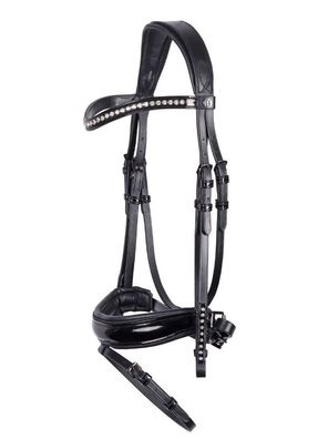 Harrys Horse Trense Zaum Diamond Laque mit silbernen Steinchen schwarz