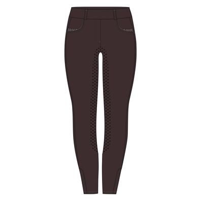 euro-star Damen Reitleggings ERMaxima FullGrip Maroon Dunkelbraun