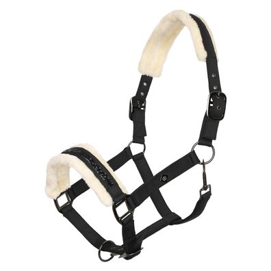 Imperial Riding Halfter IRHJewel Softshell black mit Glitzersteinen und Kunstfell