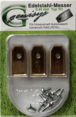 9 TITAN Ersatz Messer Klingen f Husqvarna Automower / Gardena Mähroboter 0,45mm