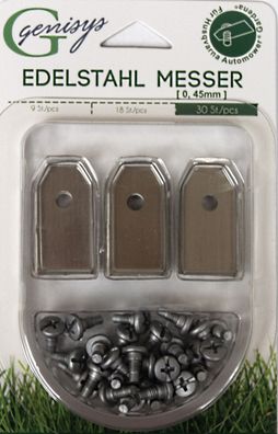 30 Ersatz Messer Klingen f Husqvarna Automower / Gardena Mähroboter 0,45mm NEU