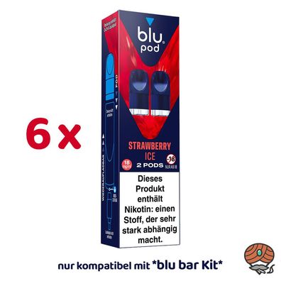 blu pod Strawberry ICE 18mg/ml Nikotin 6x 2 Liquidpods für blu bar Kit