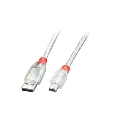 LINDY USB 2.0 Kabel Typ A/mini-B transparent M/M 5m