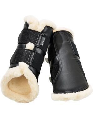 Busse Gamaschen ST. Georges Glitter schwarz Dressurgamasche mit Kunstfell gepolstert