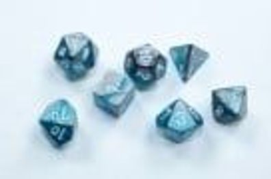 Gemini Mini-Polyhedral Steel-Teal/white 7-Die Set