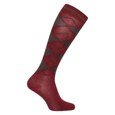 Euro-Star ESAily Socken Kniestrümpfe Mocca-Coffee Bordeauxrot mit Silberfäden
