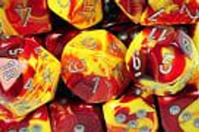 Gemini™ Red-Yellow w/silver 16mm Dice Block (12 dice)