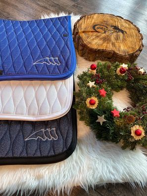 Equiline Schabracke Octagone DIAMAC LOGO lurex blau mit Glitzer Effekt