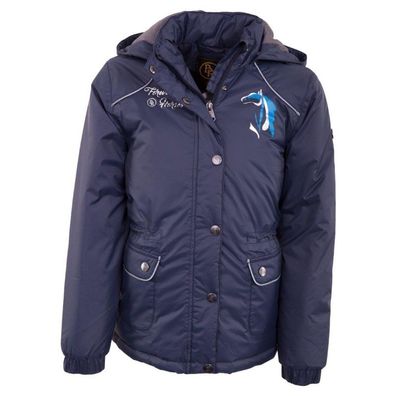 BR Kinder Jacke Jupiter navy dunkelblau wasserdicht Kapuze 2-Wege-Reißverschluss