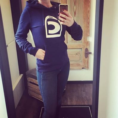 Cavallo Hoodie Logo blau Sweater mit großem Print Pulli mit Kapuze und Kängurutasche