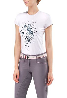 Equiline Damen T-shirt Eulalia rosa Kurzarm mit Aufdruck und Glitzersteinen FS20