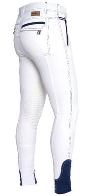 Fairplay Herren Reithose Rhett weiß Kniebesatz Beinabschluss elastisch