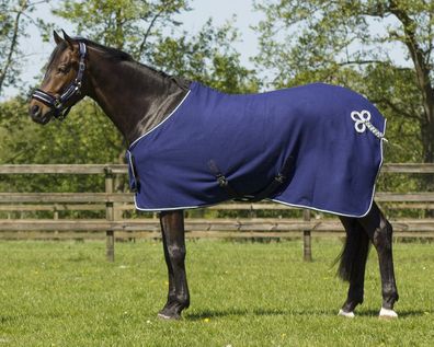 QHP Fleece Decke mit ornament Blau/silber