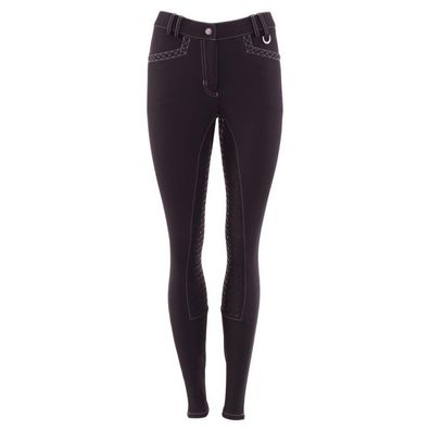 BR Damen Softshell Reithose Saturnus schwarz Stoffbesatz Elastikbund